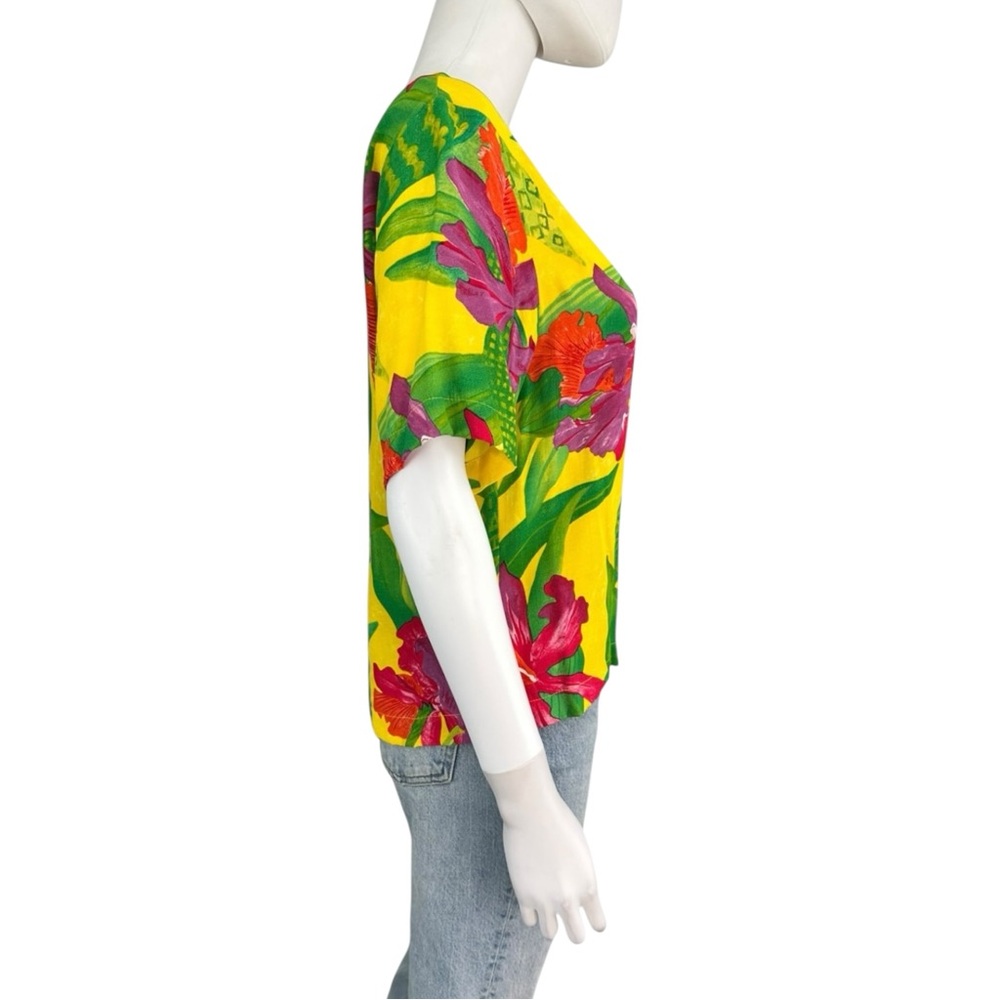 Vintge Karen Kane Tropical Floral Print Top Size 4 B0080 - Picture 4 of 10